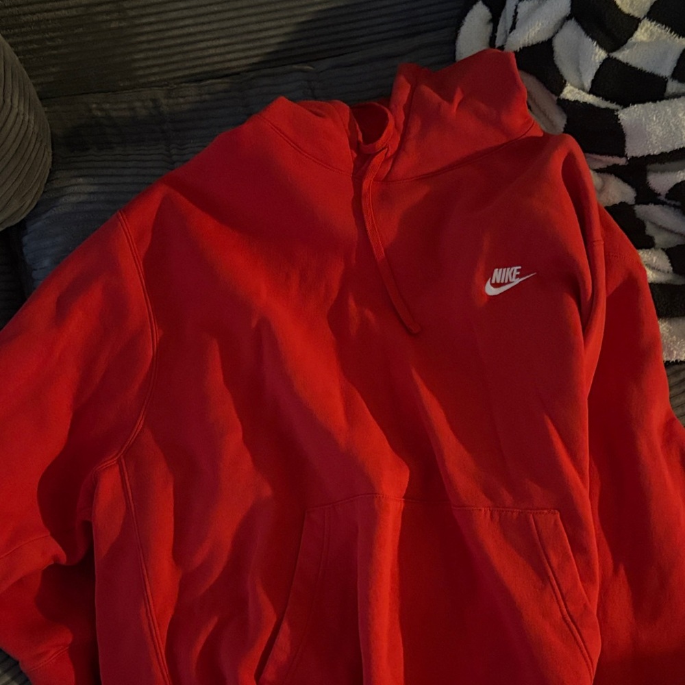 Nike Red Pullover Hoodie with White Swoosh